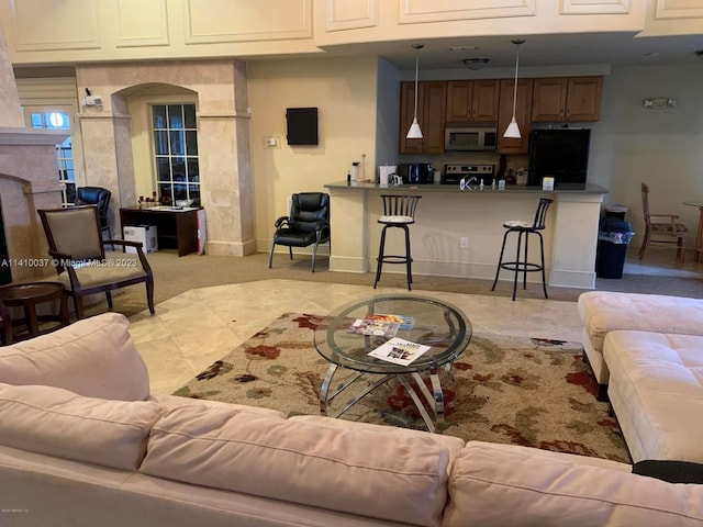 view of tiled living room