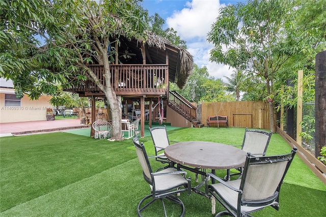 view of yard featuring a deck