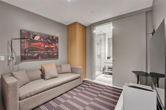 living room with carpet floors