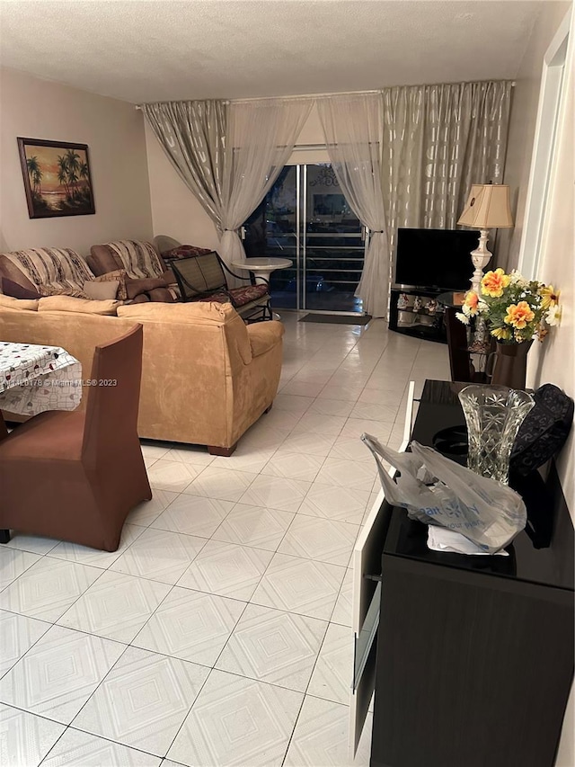 view of tiled living room