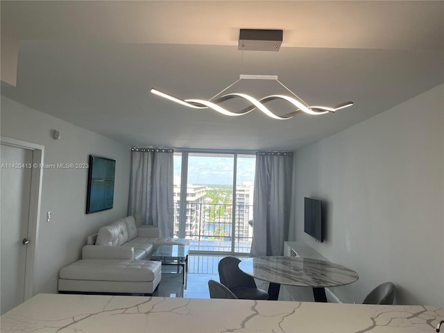 living room with expansive windows