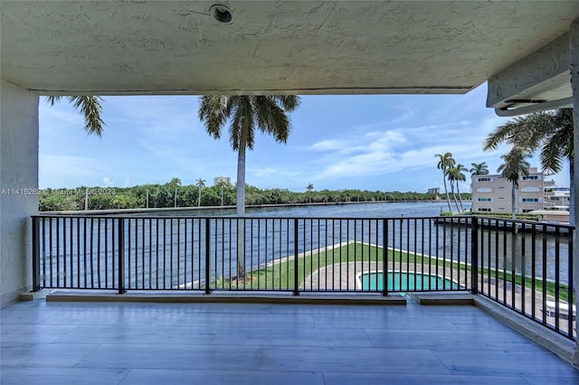 balcony with a water view