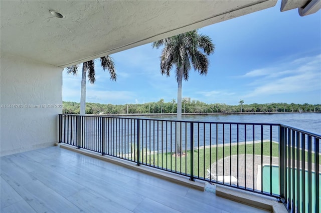 balcony with a water view