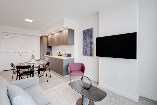 view of tiled living room