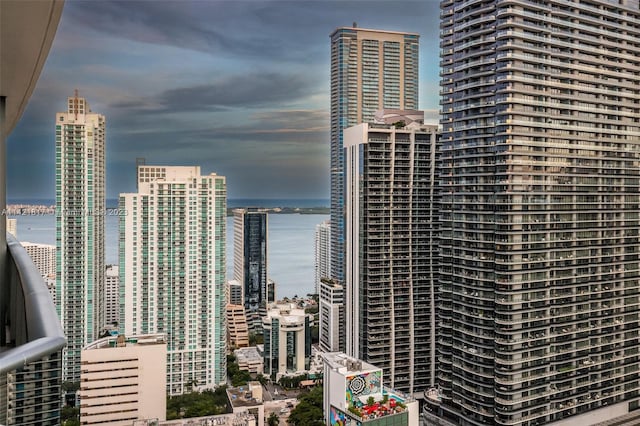 view of city with a water view