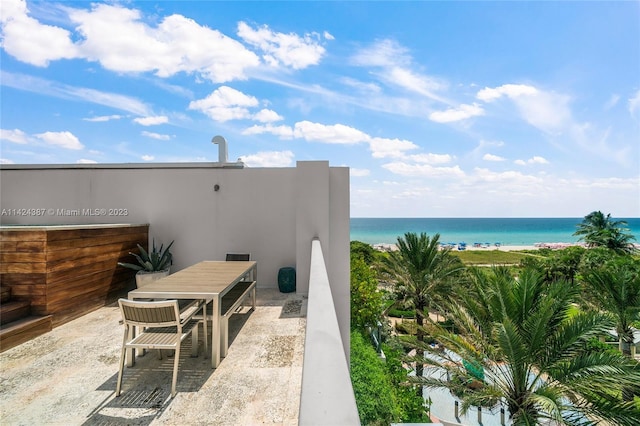 view of patio / terrace featuring a water view