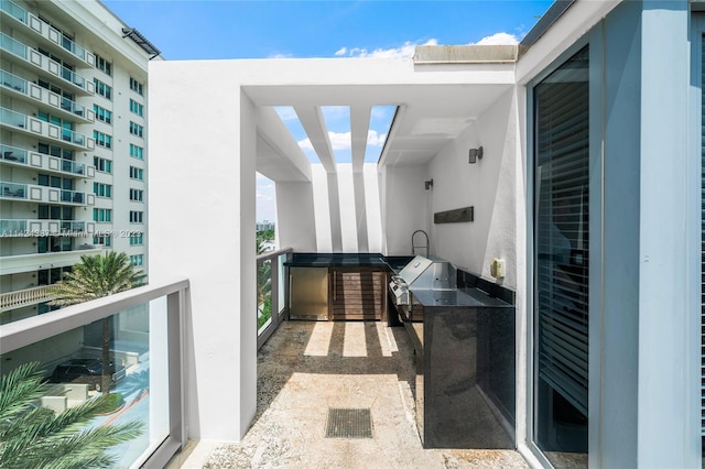 balcony featuring exterior kitchen