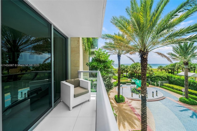 balcony with a water view