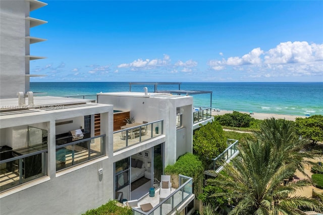 property view of water featuring a view of the beach