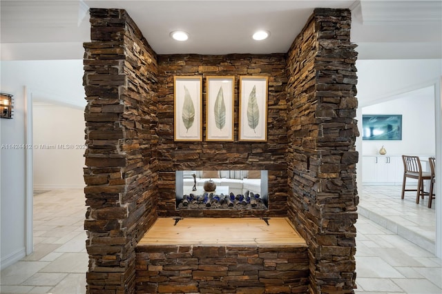 bathroom with tile patterned floors