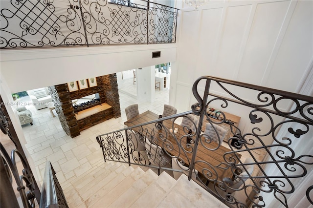 stairs featuring tile patterned floors