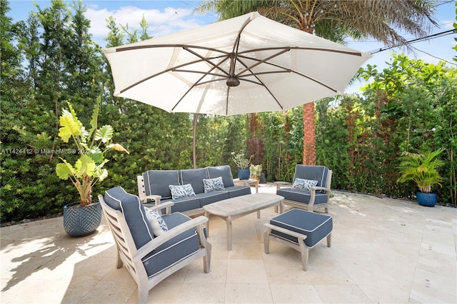 view of patio featuring an outdoor living space