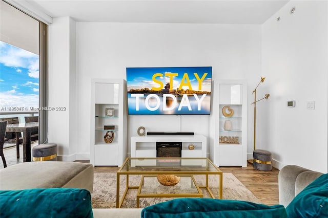 living room with light wood-type flooring