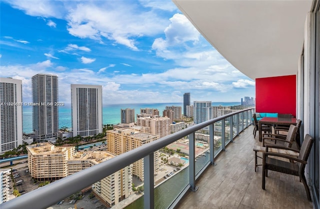 balcony with a water view