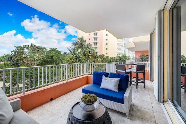 balcony featuring an outdoor living space