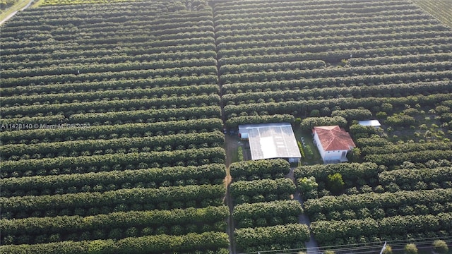 birds eye view of property featuring a rural view