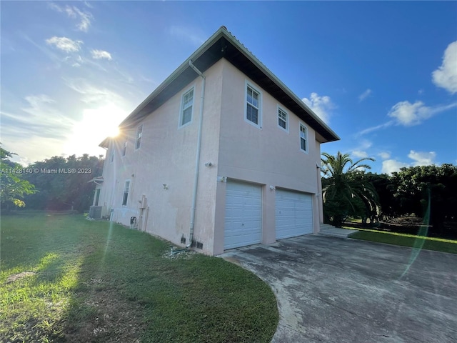 view of property exterior featuring a garage