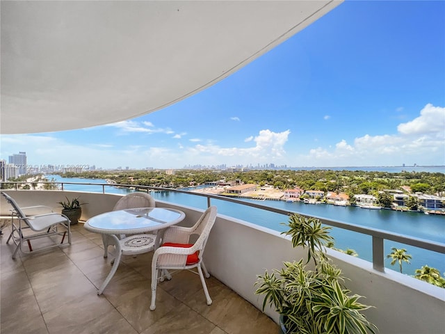 balcony with a water view