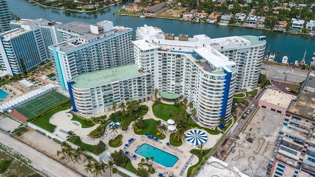 bird's eye view featuring a water view