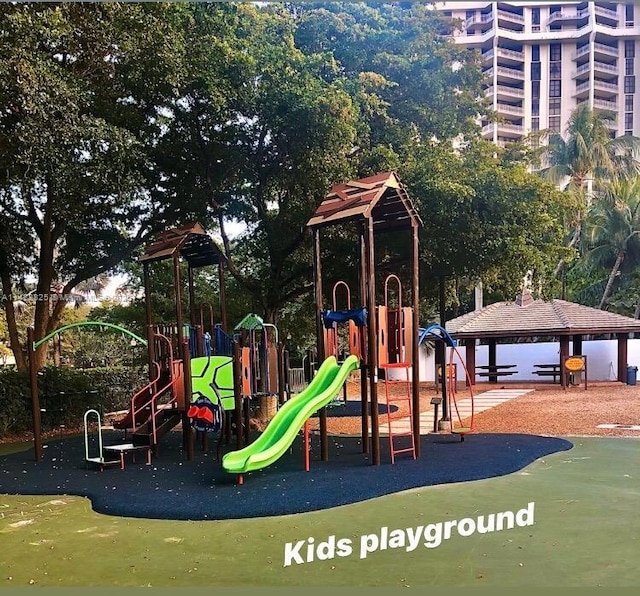 community play area with a gazebo