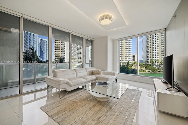 view of tiled living room