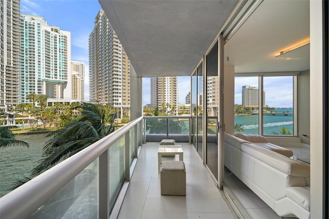 balcony with a water view