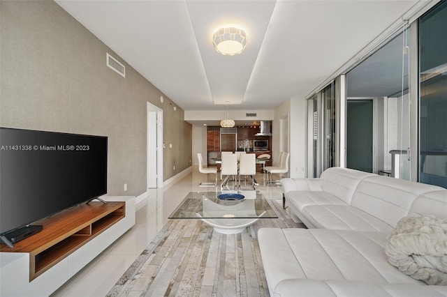 view of tiled living room