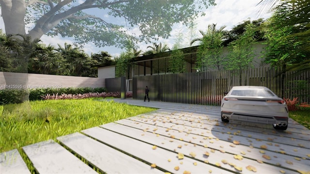 deck featuring fence