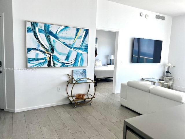 living room featuring light hardwood / wood-style floors