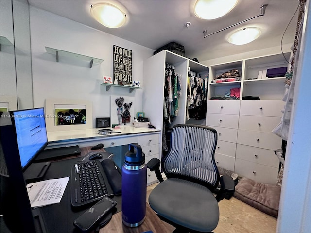 spacious closet featuring light hardwood / wood-style flooring