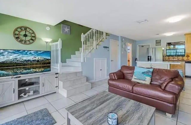 view of tiled living room