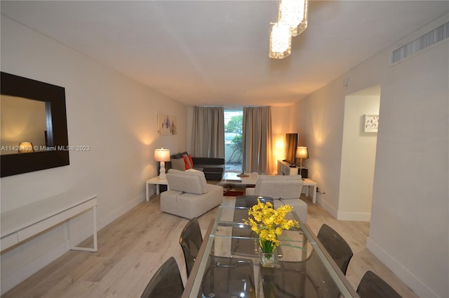 living room featuring light hardwood / wood-style flooring