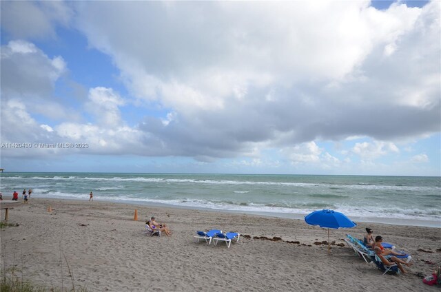 property view of water with a beach view