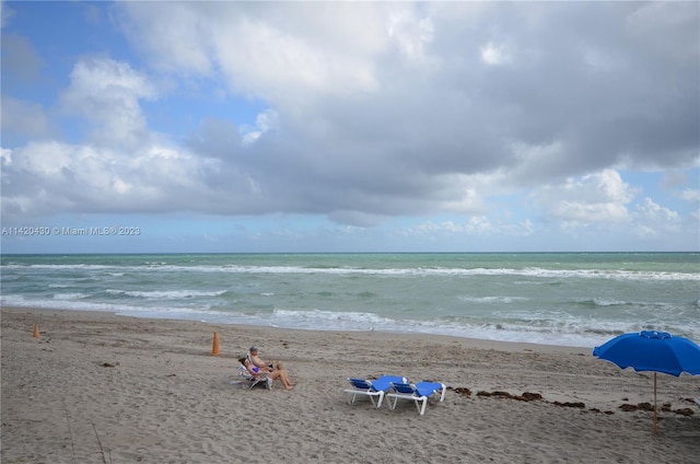 property view of water with a beach view