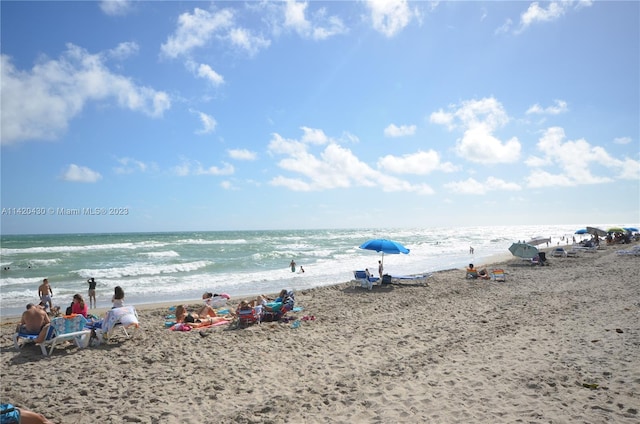 property view of water with a beach view