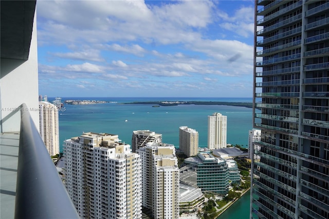 view of water feature with a view of city