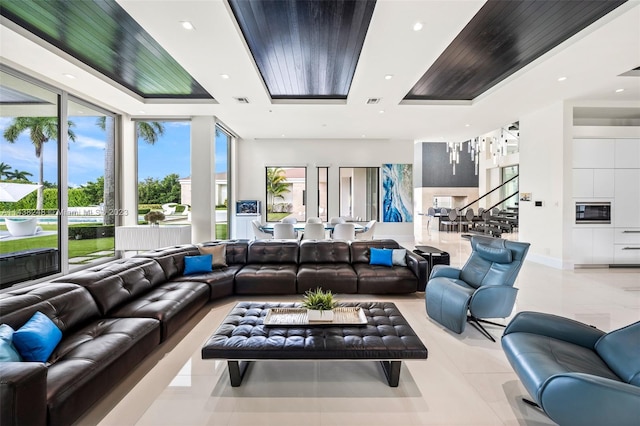 view of tiled living room