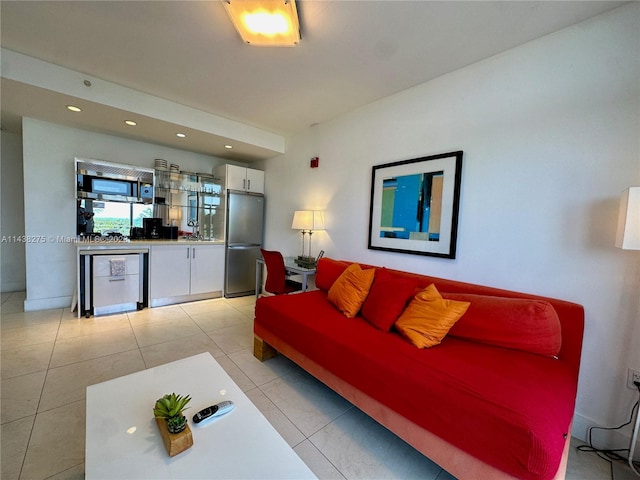 view of tiled living room