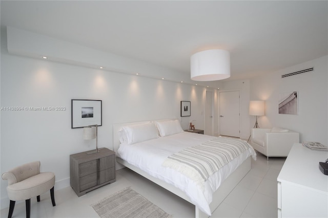 bedroom featuring light tile flooring