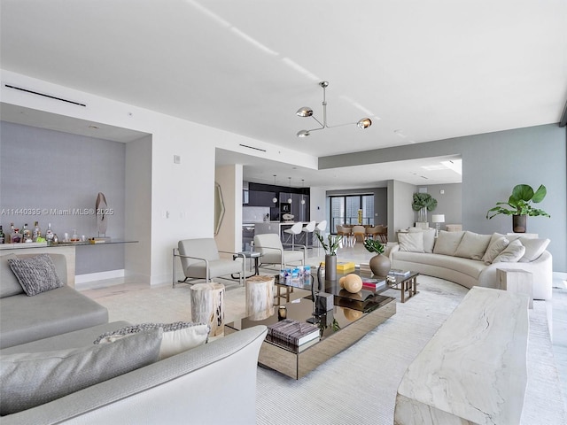 living area with baseboards