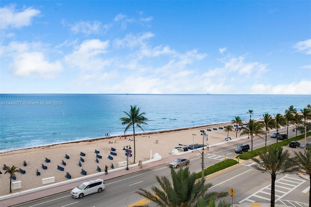 view of water feature featuring a beach view