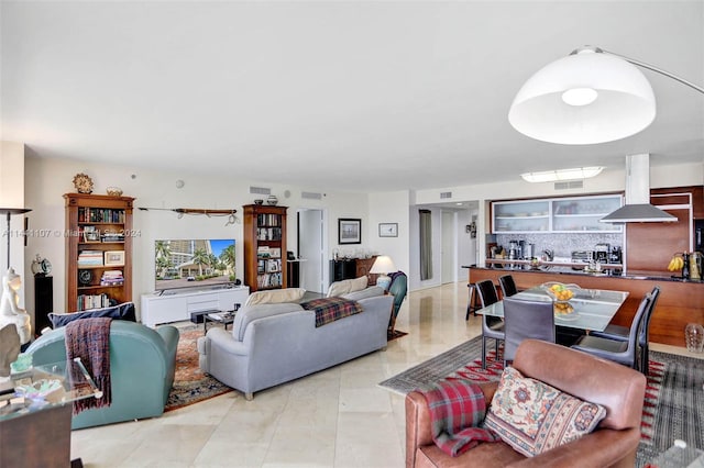 view of tiled living room