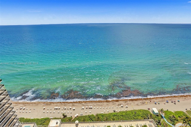 property view of water featuring a view of the beach