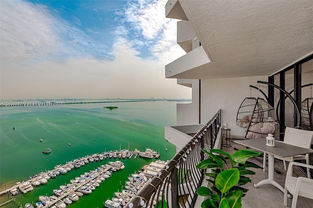 balcony with a water view