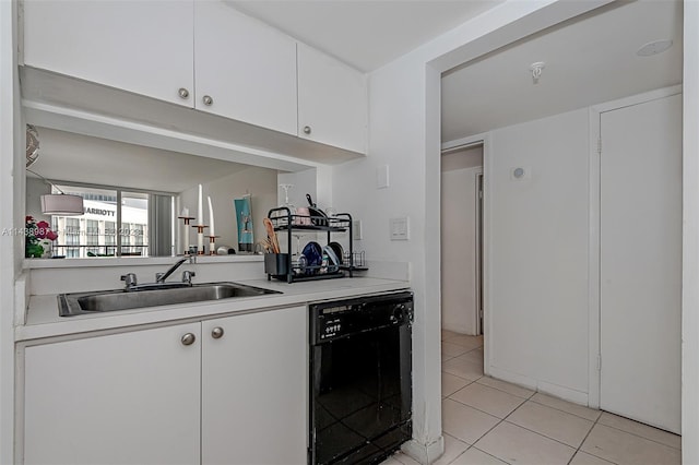 555 NE 15th St Unit 32E, Miami, FL 33132 - kitchen with light tile floors, white cabinets, dishwasher, and sink
