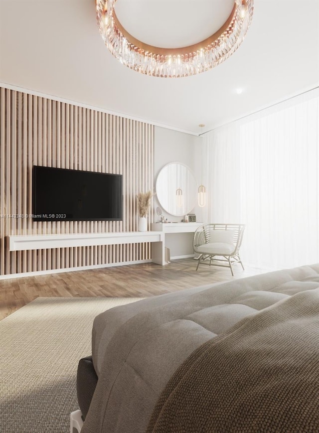 bedroom with a tray ceiling