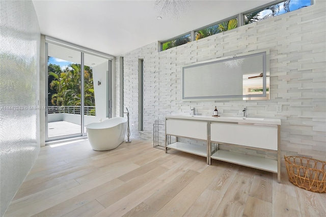 bathroom featuring hardwood / wood-style flooring and vanity