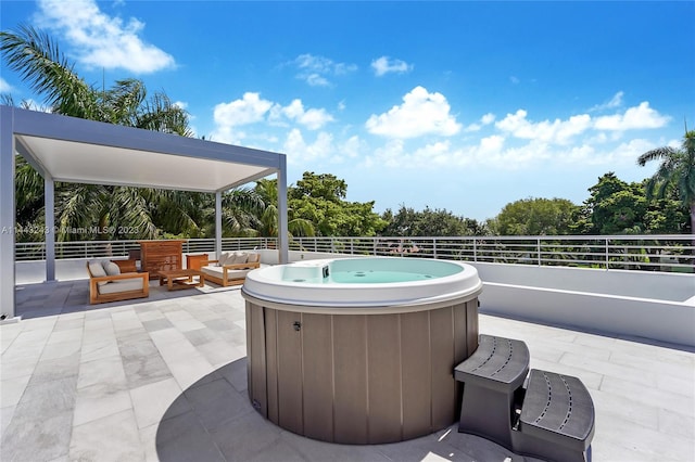 view of patio with a hot tub