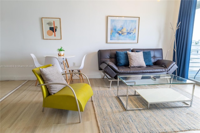 living room with light hardwood / wood-style floors