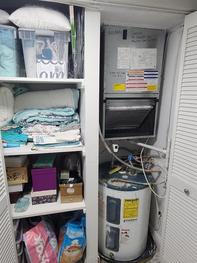 utility room featuring water heater